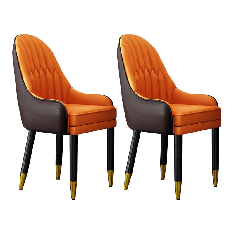Scandinavian Home Arm Chair Upholstered Parsons Back Wood Dining Room Chair Orange 2 Piece Set Clearhalo ' kitchen&dining_furn' 'Dining Chairs' 'Dining Tables & Seating' 'dining_chair' 'furn' 'furn_dining_chair' 'Furniture' 'furniture_dining_chair' 'Kitchen & Dining Furniture' 'kitchen' 4066127
