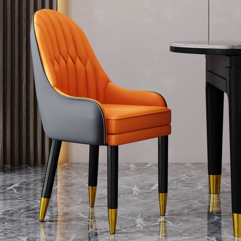 Scandinavian Home Arm Chair Upholstered Parsons Back Wood Dining Room Chair Orange-Gray 1 Piece Clearhalo ' kitchen&dining_furn' 'Dining Chairs' 'Dining Tables & Seating' 'dining_chair' 'furn' 'furn_dining_chair' 'Furniture' 'furniture_dining_chair' 'Kitchen & Dining Furniture' 'kitchen' 4066129
