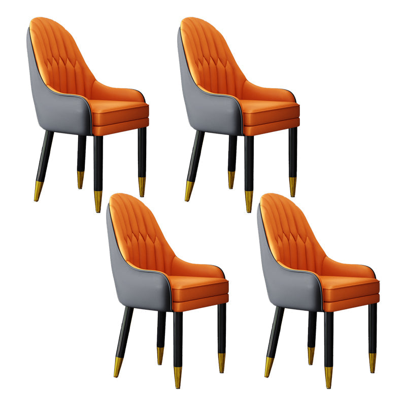 Scandinavian Home Arm Chair Upholstered Parsons Back Wood Dining Room Chair Orange-Gray 4 Piece Set Clearhalo ' kitchen&dining_furn' 'Dining Chairs' 'Dining Tables & Seating' 'dining_chair' 'furn' 'furn_dining_chair' 'Furniture' 'furniture_dining_chair' 'Kitchen & Dining Furniture' 'kitchen' 4066131
