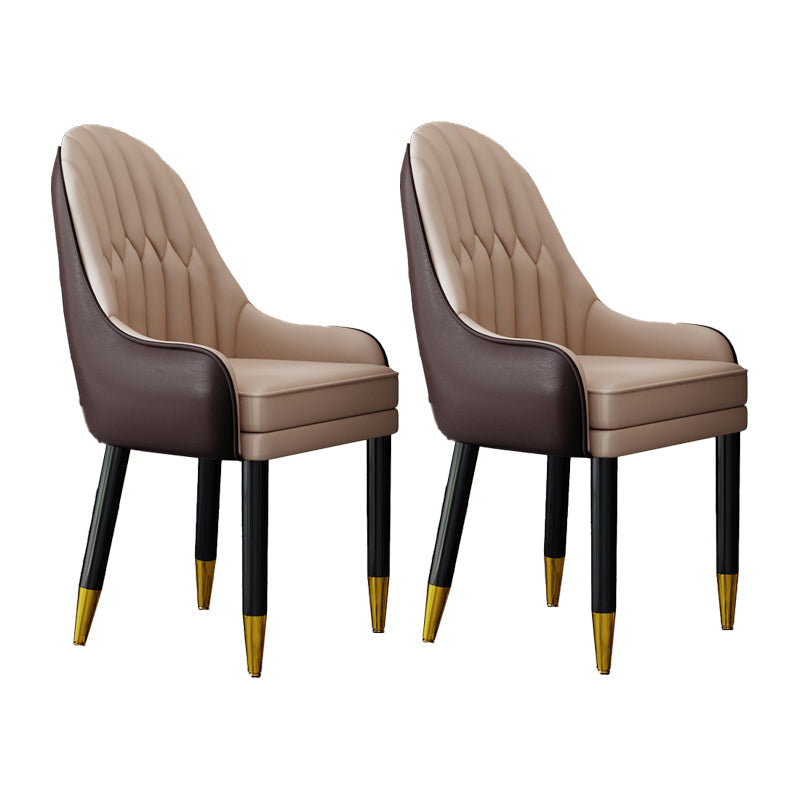 Scandinavian Home Arm Chair Upholstered Parsons Back Wood Dining Room Chair Brown-Khaki 2 Piece Set Clearhalo ' kitchen&dining_furn' 'Dining Chairs' 'Dining Tables & Seating' 'dining_chair' 'furn' 'furn_dining_chair' 'Furniture' 'furniture_dining_chair' 'Kitchen & Dining Furniture' 'kitchen' 4066142