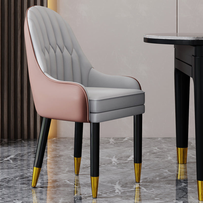 Scandinavian Home Arm Chair Upholstered Parsons Back Wood Dining Room Chair Gray-Pink 1 Piece Clearhalo ' kitchen&dining_furn' 'Dining Chairs' 'Dining Tables & Seating' 'dining_chair' 'furn' 'furn_dining_chair' 'Furniture' 'furniture_dining_chair' 'Kitchen & Dining Furniture' 'kitchen' 4066159