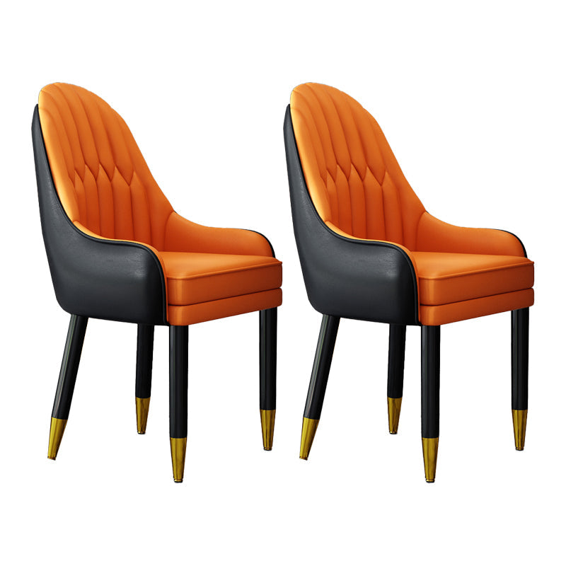 Scandinavian Home Arm Chair Upholstered Parsons Back Wood Dining Room Chair Black-Orange 2 Piece Set Clearhalo ' kitchen&dining_furn' 'Dining Chairs' 'Dining Tables & Seating' 'dining_chair' 'furn' 'furn_dining_chair' 'Furniture' 'furniture_dining_chair' 'Kitchen & Dining Furniture' 'kitchen' 4066163