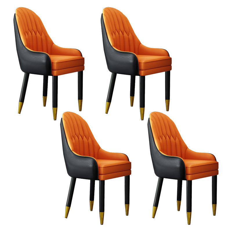 Scandinavian Home Arm Chair Upholstered Parsons Back Wood Dining Room Chair Black-Orange 4 Piece Set Clearhalo ' kitchen&dining_furn' 'Dining Chairs' 'Dining Tables & Seating' 'dining_chair' 'furn' 'furn_dining_chair' 'Furniture' 'furniture_dining_chair' 'Kitchen & Dining Furniture' 'kitchen' 4066164