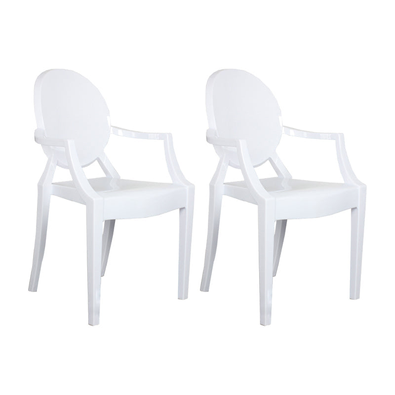 Contemporary Style Kitchen Dining Chairs Plastic Dining Arm Side Chairs White 2 Piece Set Clearhalo ' kitchen&dining_furn' 'Dining Chairs' 'Dining Tables & Seating' 'dining_chair' 'furn' 'furn_dining_chair' 'Furniture' 'furniture_dining_chair' 'Kitchen & Dining Furniture' 'kitchen' 4066175