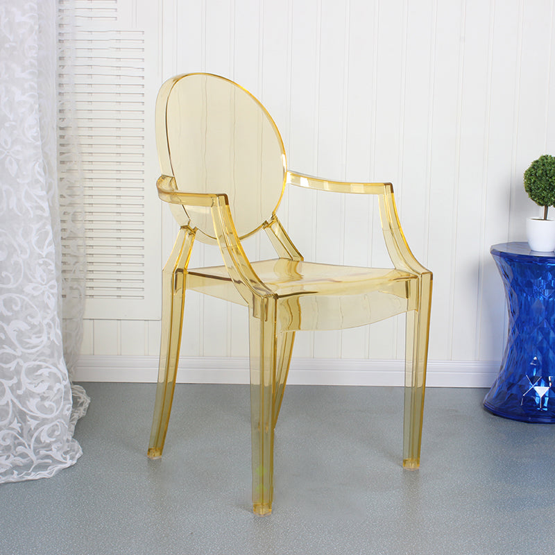 Contemporary Style Kitchen Dining Chairs Plastic Dining Arm Side Chairs Golden 1 Piece Clearhalo ' kitchen&dining_furn' 'Dining Chairs' 'Dining Tables & Seating' 'dining_chair' 'furn' 'furn_dining_chair' 'Furniture' 'furniture_dining_chair' 'Kitchen & Dining Furniture' 'kitchen' 4066179