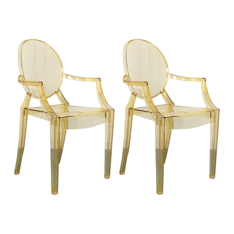 Contemporary Style Kitchen Dining Chairs Plastic Dining Arm Side Chairs Golden 2 Piece Set Clearhalo ' kitchen&dining_furn' 'Dining Chairs' 'Dining Tables & Seating' 'dining_chair' 'furn' 'furn_dining_chair' 'Furniture' 'furniture_dining_chair' 'Kitchen & Dining Furniture' 'kitchen' 4066180
