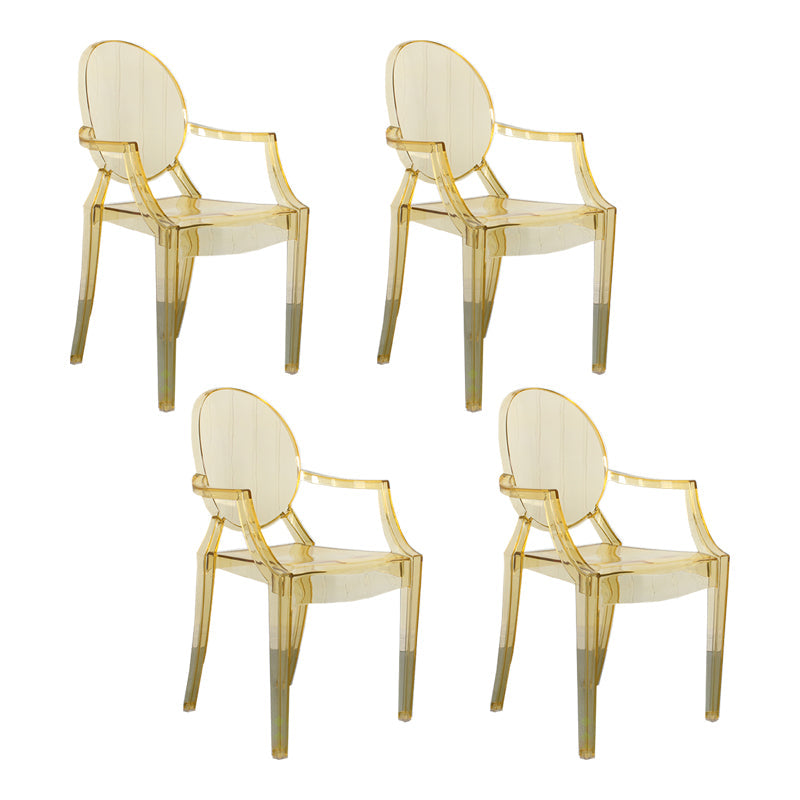 Contemporary Style Kitchen Dining Chairs Plastic Dining Arm Side Chairs Golden 4 Piece Set Clearhalo ' kitchen&dining_furn' 'Dining Chairs' 'Dining Tables & Seating' 'dining_chair' 'furn' 'furn_dining_chair' 'Furniture' 'furniture_dining_chair' 'Kitchen & Dining Furniture' 'kitchen' 4066183