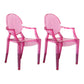 Contemporary Style Kitchen Dining Chairs Plastic Dining Arm Side Chairs Pink 2 Piece Set Clearhalo ' kitchen&dining_furn' 'Dining Chairs' 'Dining Tables & Seating' 'dining_chair' 'furn' 'furn_dining_chair' 'Furniture' 'furniture_dining_chair' 'Kitchen & Dining Furniture' 'kitchen' 4066184