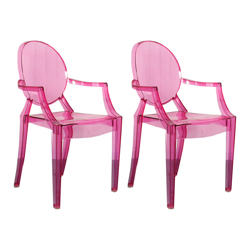 Contemporary Style Kitchen Dining Chairs Plastic Dining Arm Side Chairs Pink 2 Piece Set Clearhalo ' kitchen&dining_furn' 'Dining Chairs' 'Dining Tables & Seating' 'dining_chair' 'furn' 'furn_dining_chair' 'Furniture' 'furniture_dining_chair' 'Kitchen & Dining Furniture' 'kitchen' 4066184