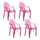 Contemporary Style Kitchen Dining Chairs Plastic Dining Arm Side Chairs Pink 4 Piece Set Clearhalo ' kitchen&dining_furn' 'Dining Chairs' 'Dining Tables & Seating' 'dining_chair' 'furn' 'furn_dining_chair' 'Furniture' 'furniture_dining_chair' 'Kitchen & Dining Furniture' 'kitchen' 4066187