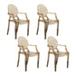 Contemporary Style Kitchen Dining Chairs Plastic Dining Arm Side Chairs Blue-Amber-Clear 4 Piece Set Clearhalo ' kitchen&dining_furn' 'Dining Chairs' 'Dining Tables & Seating' 'dining_chair' 'furn' 'furn_dining_chair' 'Furniture' 'furniture_dining_chair' 'Kitchen & Dining Furniture' 'kitchen' 4066189