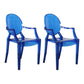 Contemporary Style Kitchen Dining Chairs Plastic Dining Arm Side Chairs Blue-Clear 2 Piece Set Clearhalo ' kitchen&dining_furn' 'Dining Chairs' 'Dining Tables & Seating' 'dining_chair' 'furn' 'furn_dining_chair' 'Furniture' 'furniture_dining_chair' 'Kitchen & Dining Furniture' 'kitchen' 4066191