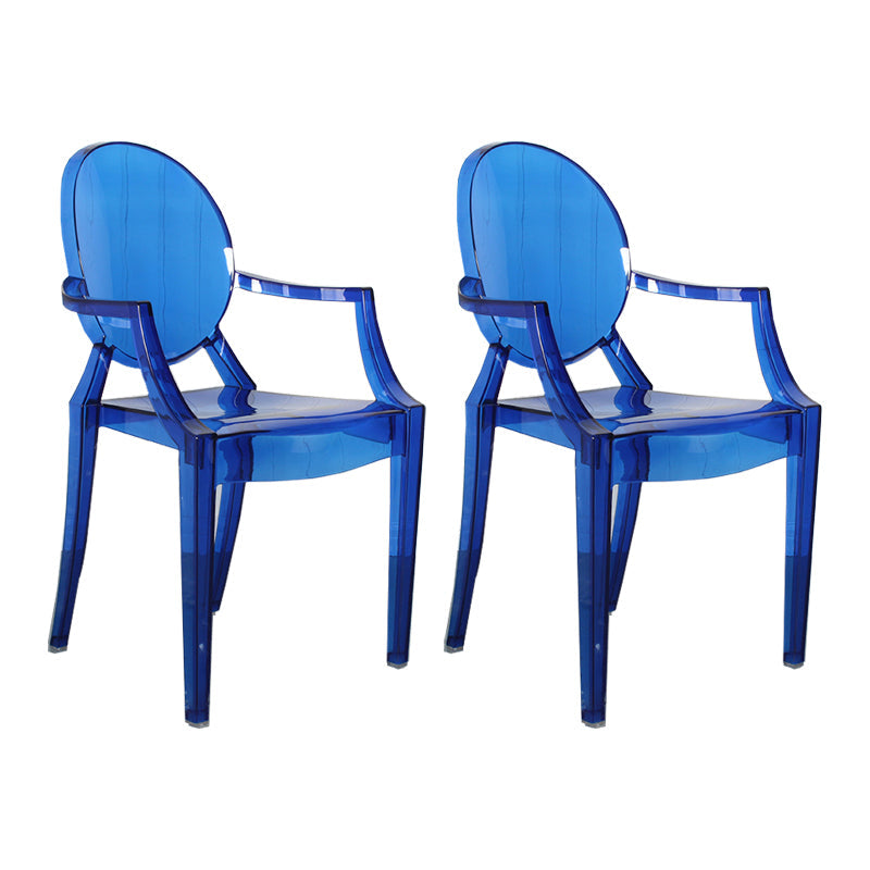 Contemporary Style Kitchen Dining Chairs Plastic Dining Arm Side Chairs Blue-Clear 2 Piece Set Clearhalo ' kitchen&dining_furn' 'Dining Chairs' 'Dining Tables & Seating' 'dining_chair' 'furn' 'furn_dining_chair' 'Furniture' 'furniture_dining_chair' 'Kitchen & Dining Furniture' 'kitchen' 4066191