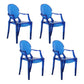 Contemporary Style Kitchen Dining Chairs Plastic Dining Arm Side Chairs Blue-Clear 4 Piece Set Clearhalo ' kitchen&dining_furn' 'Dining Chairs' 'Dining Tables & Seating' 'dining_chair' 'furn' 'furn_dining_chair' 'Furniture' 'furniture_dining_chair' 'Kitchen & Dining Furniture' 'kitchen' 4066192
