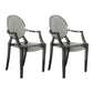 Contemporary Style Kitchen Dining Chairs Plastic Dining Arm Side Chairs Smoke Gray 2 Piece Set Clearhalo ' kitchen&dining_furn' 'Dining Chairs' 'Dining Tables & Seating' 'dining_chair' 'furn' 'furn_dining_chair' 'Furniture' 'furniture_dining_chair' 'Kitchen & Dining Furniture' 'kitchen' 4066194
