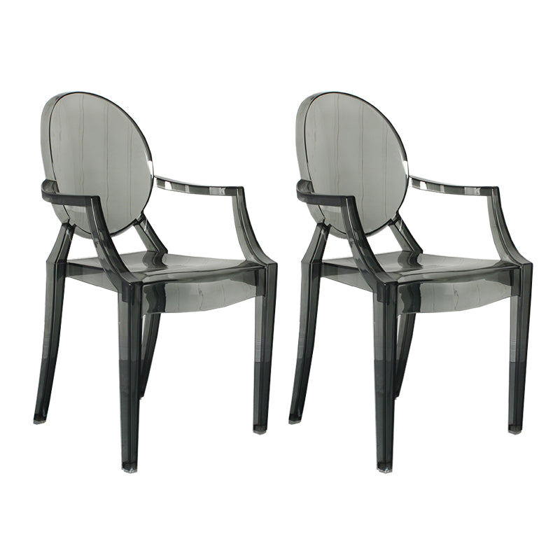 Contemporary Style Kitchen Dining Chairs Plastic Dining Arm Side Chairs Smoke Gray 2 Piece Set Clearhalo ' kitchen&dining_furn' 'Dining Chairs' 'Dining Tables & Seating' 'dining_chair' 'furn' 'furn_dining_chair' 'Furniture' 'furniture_dining_chair' 'Kitchen & Dining Furniture' 'kitchen' 4066194