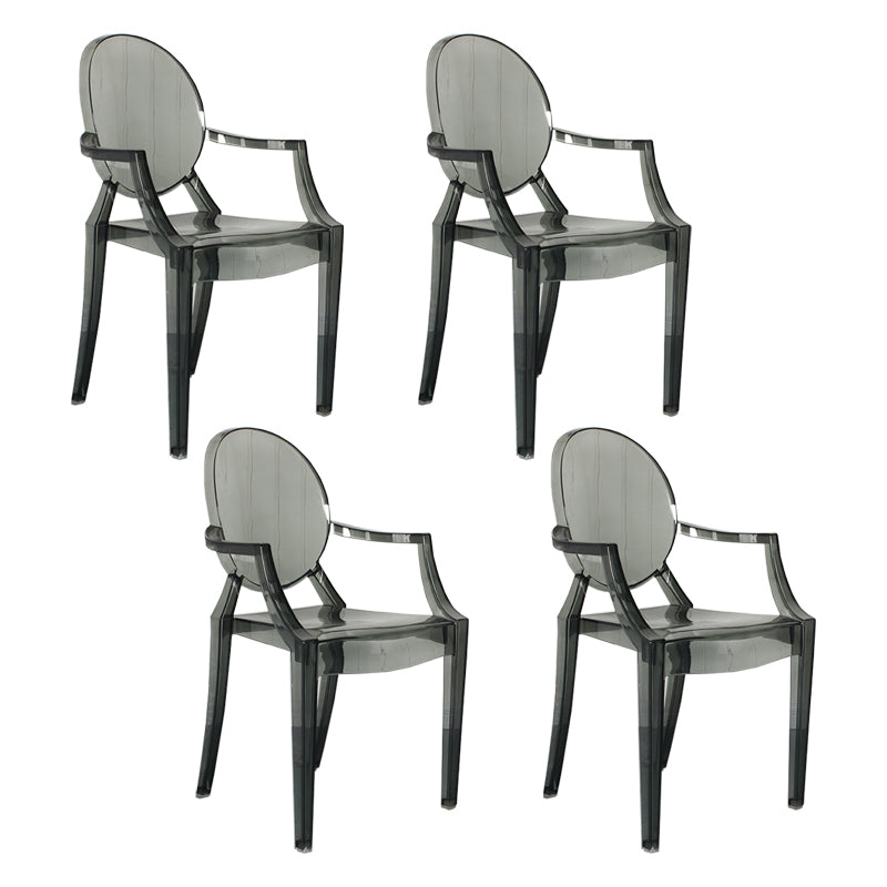 Contemporary Style Kitchen Dining Chairs Plastic Dining Arm Side Chairs Smoke Gray 4 Piece Set Clearhalo ' kitchen&dining_furn' 'Dining Chairs' 'Dining Tables & Seating' 'dining_chair' 'furn' 'furn_dining_chair' 'Furniture' 'furniture_dining_chair' 'Kitchen & Dining Furniture' 'kitchen' 4066195