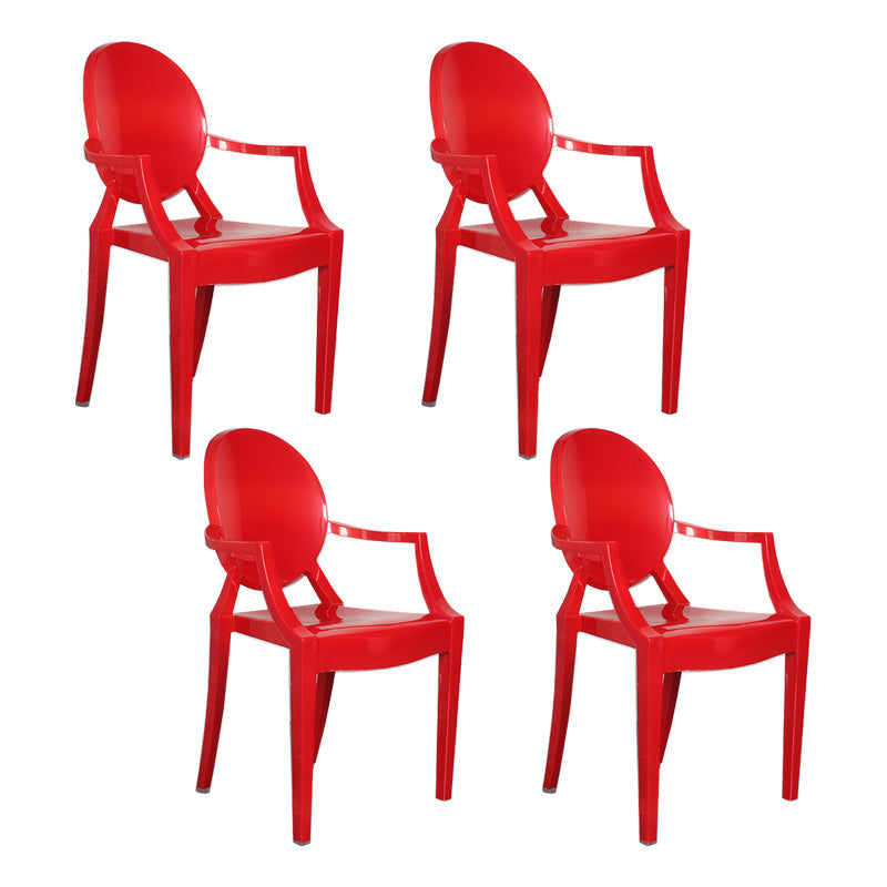 Contemporary Style Kitchen Dining Chairs Plastic Dining Arm Side Chairs Red 4 Piece Set Clearhalo ' kitchen&dining_furn' 'Dining Chairs' 'Dining Tables & Seating' 'dining_chair' 'furn' 'furn_dining_chair' 'Furniture' 'furniture_dining_chair' 'Kitchen & Dining Furniture' 'kitchen' 4066198