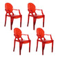 Contemporary Style Kitchen Dining Chairs Plastic Dining Arm Side Chairs Red Clear 4 Piece Set Clearhalo ' kitchen&dining_furn' 'Dining Chairs' 'Dining Tables & Seating' 'dining_chair' 'furn' 'furn_dining_chair' 'Furniture' 'furniture_dining_chair' 'Kitchen & Dining Furniture' 'kitchen' 4066204