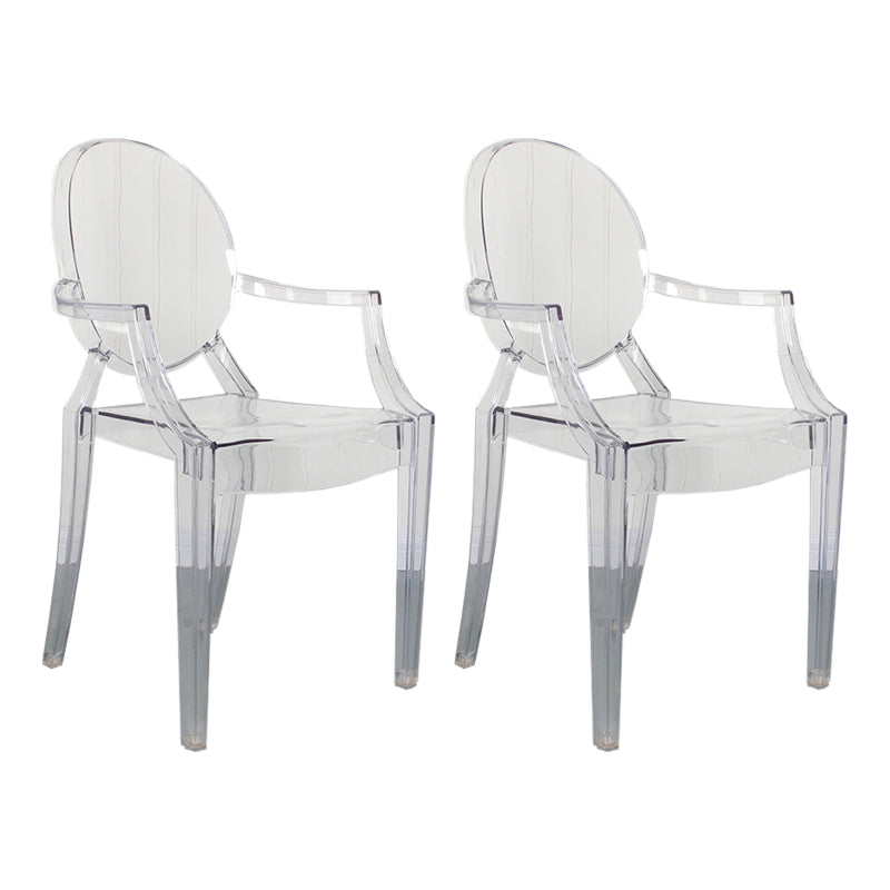Contemporary Style Kitchen Dining Chairs Plastic Dining Arm Side Chairs Clear 2 Piece Set Clearhalo ' kitchen&dining_furn' 'Dining Chairs' 'Dining Tables & Seating' 'dining_chair' 'furn' 'furn_dining_chair' 'Furniture' 'furniture_dining_chair' 'Kitchen & Dining Furniture' 'kitchen' 4066206