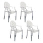 Contemporary Style Kitchen Dining Chairs Plastic Dining Arm Side Chairs Clear 4 Piece Set Clearhalo ' kitchen&dining_furn' 'Dining Chairs' 'Dining Tables & Seating' 'dining_chair' 'furn' 'furn_dining_chair' 'Furniture' 'furniture_dining_chair' 'Kitchen & Dining Furniture' 'kitchen' 4066207