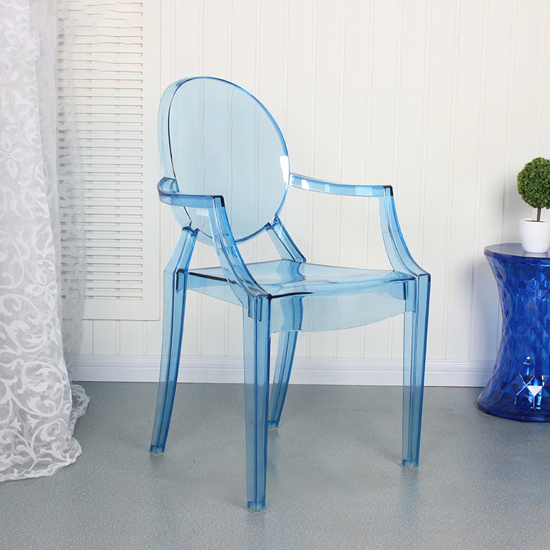 Contemporary Style Kitchen Dining Chairs Plastic Dining Arm Side Chairs Light Blue-Clear 1 Piece Clearhalo ' kitchen&dining_furn' 'Dining Chairs' 'Dining Tables & Seating' 'dining_chair' 'furn' 'furn_dining_chair' 'Furniture' 'furniture_dining_chair' 'Kitchen & Dining Furniture' 'kitchen' 4066208