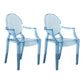 Contemporary Style Kitchen Dining Chairs Plastic Dining Arm Side Chairs Light Blue-Clear 2 Piece Set Clearhalo ' kitchen&dining_furn' 'Dining Chairs' 'Dining Tables & Seating' 'dining_chair' 'furn' 'furn_dining_chair' 'Furniture' 'furniture_dining_chair' 'Kitchen & Dining Furniture' 'kitchen' 4066209
