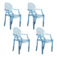 Contemporary Style Kitchen Dining Chairs Plastic Dining Arm Side Chairs Light Blue-Clear 4 Piece Set Clearhalo ' kitchen&dining_furn' 'Dining Chairs' 'Dining Tables & Seating' 'dining_chair' 'furn' 'furn_dining_chair' 'Furniture' 'furniture_dining_chair' 'Kitchen & Dining Furniture' 'kitchen' 4066210