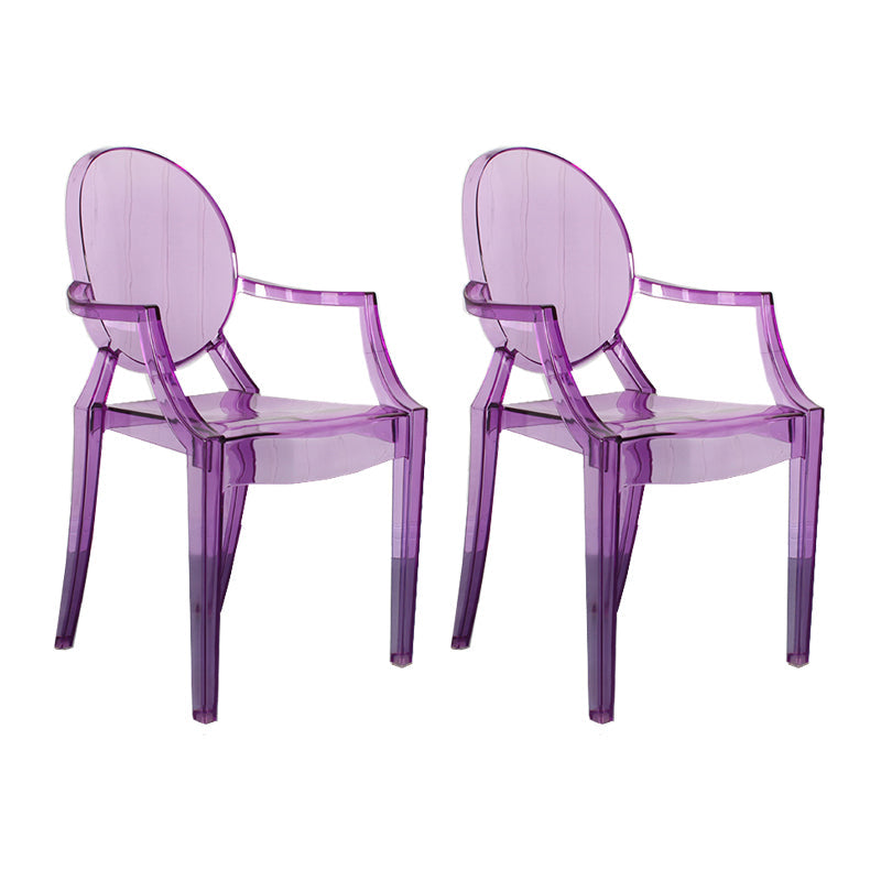 Contemporary Style Kitchen Dining Chairs Plastic Dining Arm Side Chairs Light Purple 2 Piece Set Clearhalo ' kitchen&dining_furn' 'Dining Chairs' 'Dining Tables & Seating' 'dining_chair' 'furn' 'furn_dining_chair' 'Furniture' 'furniture_dining_chair' 'Kitchen & Dining Furniture' 'kitchen' 4066212