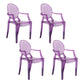 Contemporary Style Kitchen Dining Chairs Plastic Dining Arm Side Chairs Light Purple 4 Piece Set Clearhalo ' kitchen&dining_furn' 'Dining Chairs' 'Dining Tables & Seating' 'dining_chair' 'furn' 'furn_dining_chair' 'Furniture' 'furniture_dining_chair' 'Kitchen & Dining Furniture' 'kitchen' 4066213