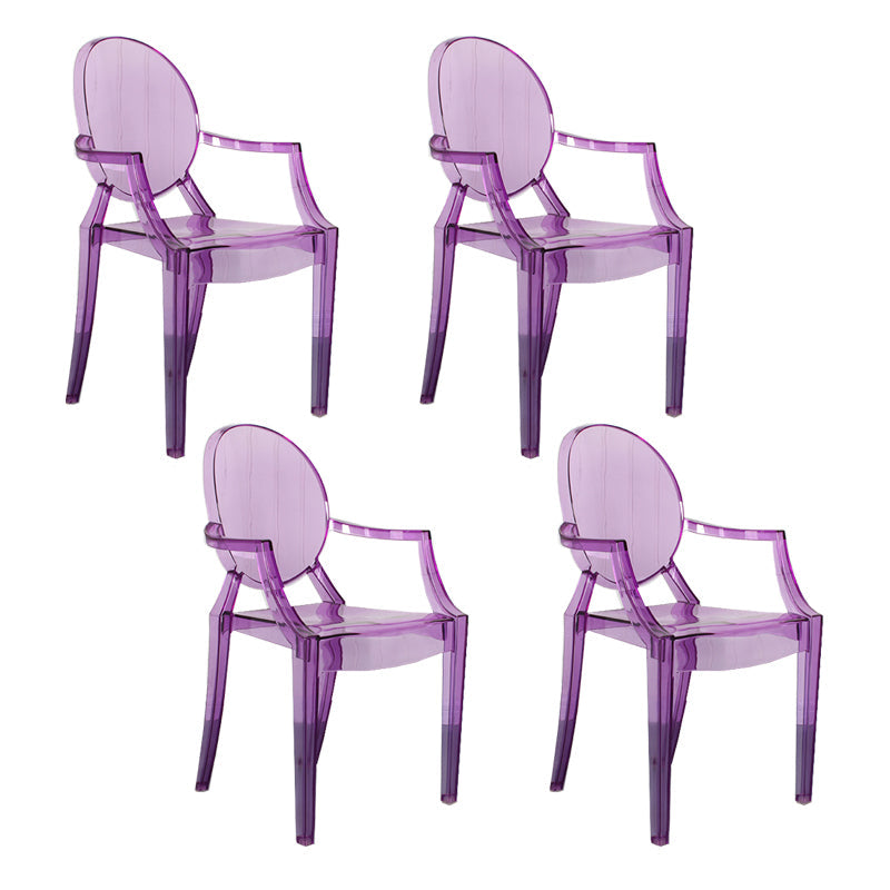 Contemporary Style Kitchen Dining Chairs Plastic Dining Arm Side Chairs Light Purple 4 Piece Set Clearhalo ' kitchen&dining_furn' 'Dining Chairs' 'Dining Tables & Seating' 'dining_chair' 'furn' 'furn_dining_chair' 'Furniture' 'furniture_dining_chair' 'Kitchen & Dining Furniture' 'kitchen' 4066213