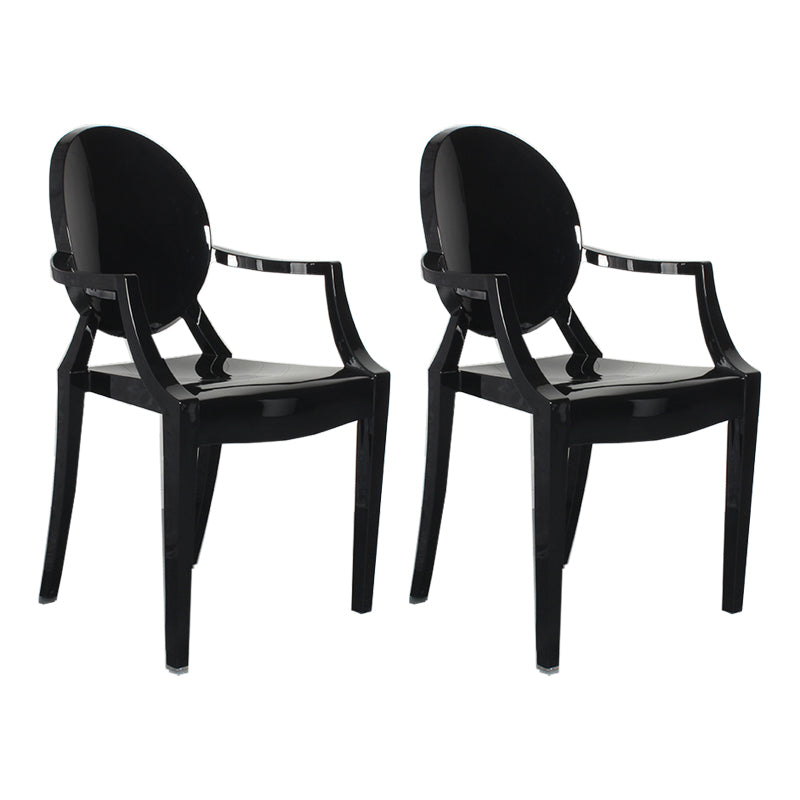 Contemporary Style Kitchen Dining Chairs Plastic Dining Arm Side Chairs Black 2 Piece Set Clearhalo ' kitchen&dining_furn' 'Dining Chairs' 'Dining Tables & Seating' 'dining_chair' 'furn' 'furn_dining_chair' 'Furniture' 'furniture_dining_chair' 'Kitchen & Dining Furniture' 'kitchen' 4066215