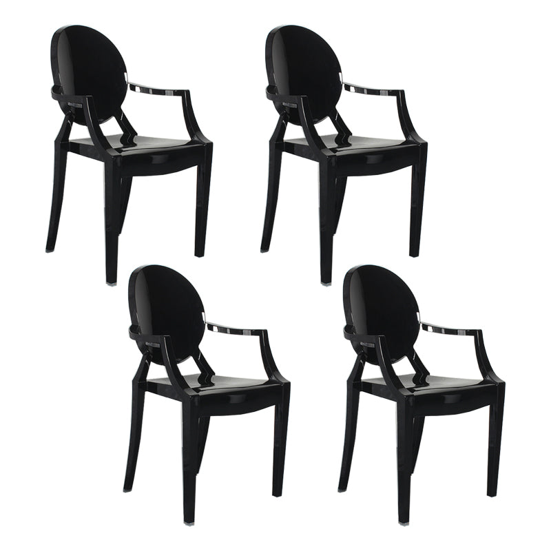 Contemporary Style Kitchen Dining Chairs Plastic Dining Arm Side Chairs Black 4 Piece Set Clearhalo ' kitchen&dining_furn' 'Dining Chairs' 'Dining Tables & Seating' 'dining_chair' 'furn' 'furn_dining_chair' 'Furniture' 'furniture_dining_chair' 'Kitchen & Dining Furniture' 'kitchen' 4066216