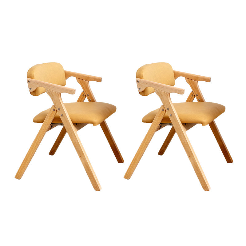 Modern Rubberwood Chairs Set Open Back Folding Side Kitchen Dining Chair Yellow 2 Piece Set Clearhalo ' kitchen&dining_furn' 'Dining Chairs' 'Dining Tables & Seating' 'dining_chair' 'furn' 'furn_dining_chair' 'Furniture' 'furniture_dining_chair' 'Kitchen & Dining Furniture' 'kitchen' 4066248