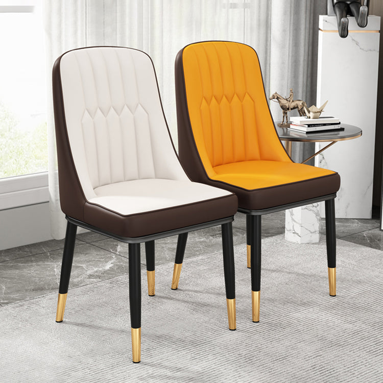Scandinavian Home Side Chair Upholstered Parsons Back Metal Dining Room Chair Clearhalo ' kitchen&dining_furn' 'Dining Chairs' 'Dining Tables & Seating' 'dining_chair' 'furn' 'furn_dining_chair' 'Furniture' 'furniture_dining_chair' 'Kitchen & Dining Furniture' 'kitchen' 4066254