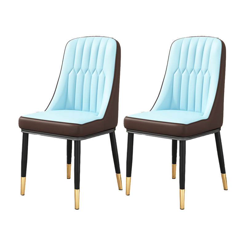 Scandinavian Home Side Chair Upholstered Parsons Back Metal Dining Room Chair Blue-Brown 2 Piece Set Brass Gold Clearhalo ' kitchen&dining_furn' 'Dining Chairs' 'Dining Tables & Seating' 'dining_chair' 'furn' 'furn_dining_chair' 'Furniture' 'furniture_dining_chair' 'Kitchen & Dining Furniture' 'kitchen' 4066266