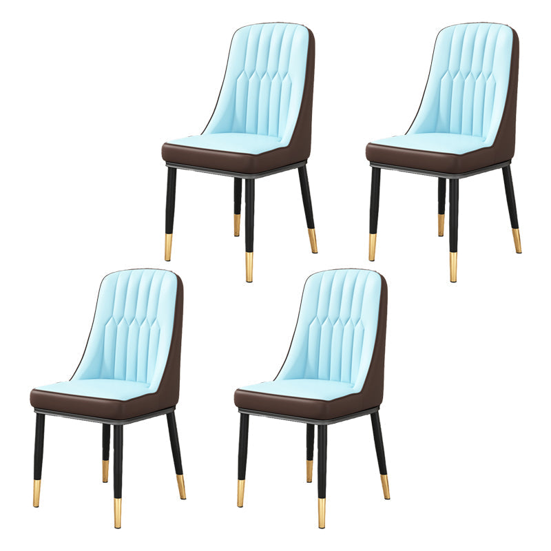 Scandinavian Home Side Chair Upholstered Parsons Back Metal Dining Room Chair Blue-Brown 4 Piece Set Brass Gold Clearhalo ' kitchen&dining_furn' 'Dining Chairs' 'Dining Tables & Seating' 'dining_chair' 'furn' 'furn_dining_chair' 'Furniture' 'furniture_dining_chair' 'Kitchen & Dining Furniture' 'kitchen' 4066268