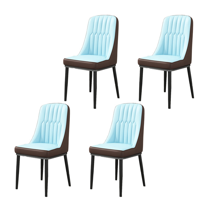 Scandinavian Home Side Chair Upholstered Parsons Back Metal Dining Room Chair Blue-Brown 4 Piece Set Black Clearhalo ' kitchen&dining_furn' 'Dining Chairs' 'Dining Tables & Seating' 'dining_chair' 'furn' 'furn_dining_chair' 'Furniture' 'furniture_dining_chair' 'Kitchen & Dining Furniture' 'kitchen' 4066272