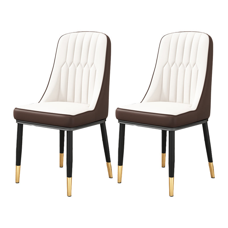 Scandinavian Home Side Chair Upholstered Parsons Back Metal Dining Room Chair Coffee-White 2 Piece Set Brass Gold Clearhalo ' kitchen&dining_furn' 'Dining Chairs' 'Dining Tables & Seating' 'dining_chair' 'furn' 'furn_dining_chair' 'Furniture' 'furniture_dining_chair' 'Kitchen & Dining Furniture' 'kitchen' 4066274