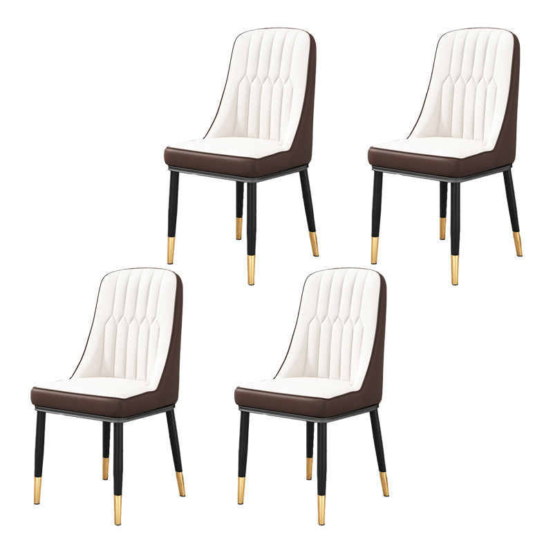 Scandinavian Home Side Chair Upholstered Parsons Back Metal Dining Room Chair Coffee-White 4 Piece Set Brass Gold Clearhalo ' kitchen&dining_furn' 'Dining Chairs' 'Dining Tables & Seating' 'dining_chair' 'furn' 'furn_dining_chair' 'Furniture' 'furniture_dining_chair' 'Kitchen & Dining Furniture' 'kitchen' 4066275