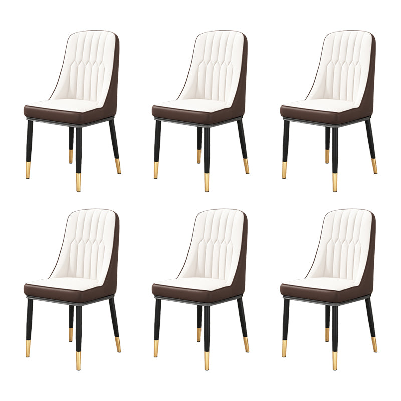 Scandinavian Home Side Chair Upholstered Parsons Back Metal Dining Room Chair Coffee-White 6 Piece Set Brass Gold Clearhalo ' kitchen&dining_furn' 'Dining Chairs' 'Dining Tables & Seating' 'dining_chair' 'furn' 'furn_dining_chair' 'Furniture' 'furniture_dining_chair' 'Kitchen & Dining Furniture' 'kitchen' 4066276