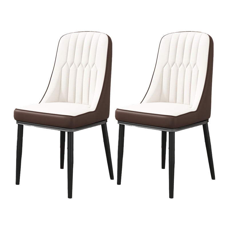 Scandinavian Home Side Chair Upholstered Parsons Back Metal Dining Room Chair Coffee-White 2 Piece Set Black Clearhalo ' kitchen&dining_furn' 'Dining Chairs' 'Dining Tables & Seating' 'dining_chair' 'furn' 'furn_dining_chair' 'Furniture' 'furniture_dining_chair' 'Kitchen & Dining Furniture' 'kitchen' 4066277