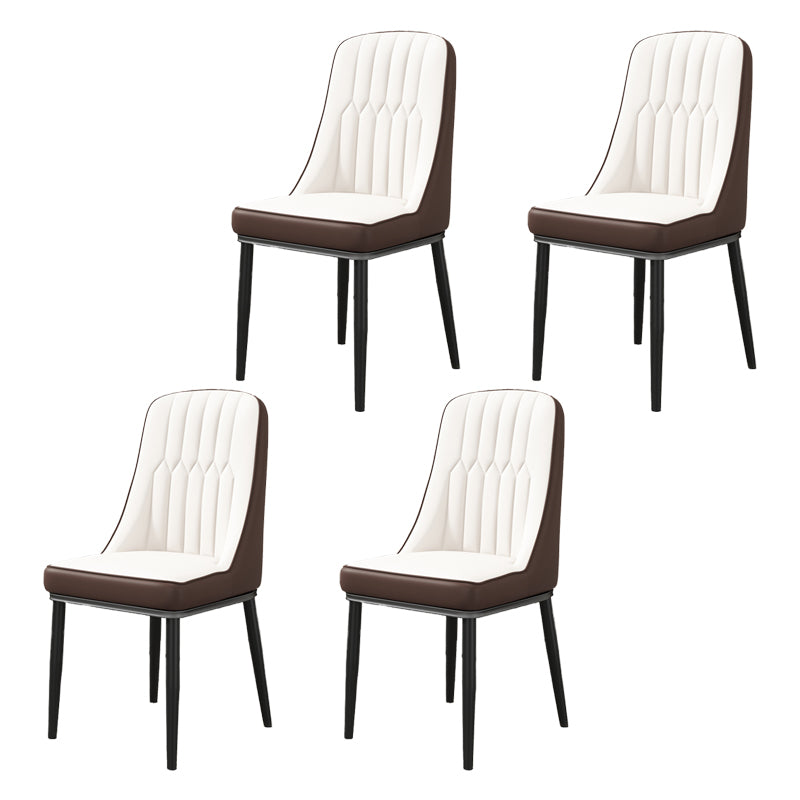 Scandinavian Home Side Chair Upholstered Parsons Back Metal Dining Room Chair Coffee-White 4 Piece Set Black Clearhalo ' kitchen&dining_furn' 'Dining Chairs' 'Dining Tables & Seating' 'dining_chair' 'furn' 'furn_dining_chair' 'Furniture' 'furniture_dining_chair' 'Kitchen & Dining Furniture' 'kitchen' 4066278