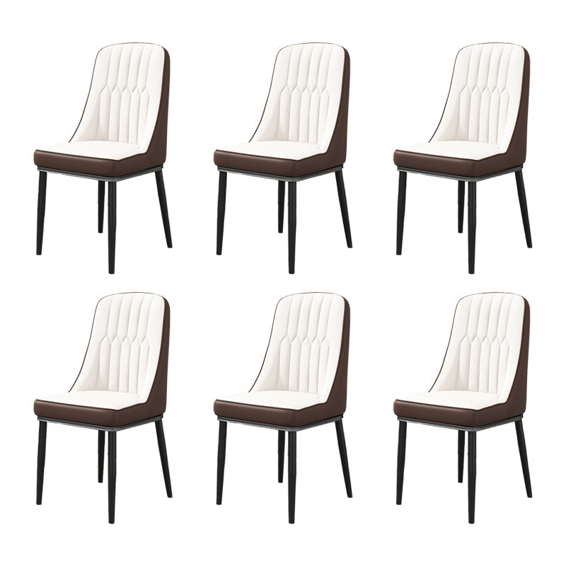 Scandinavian Home Side Chair Upholstered Parsons Back Metal Dining Room Chair Coffee-White 6 Piece Set Black Clearhalo ' kitchen&dining_furn' 'Dining Chairs' 'Dining Tables & Seating' 'dining_chair' 'furn' 'furn_dining_chair' 'Furniture' 'furniture_dining_chair' 'Kitchen & Dining Furniture' 'kitchen' 4066279