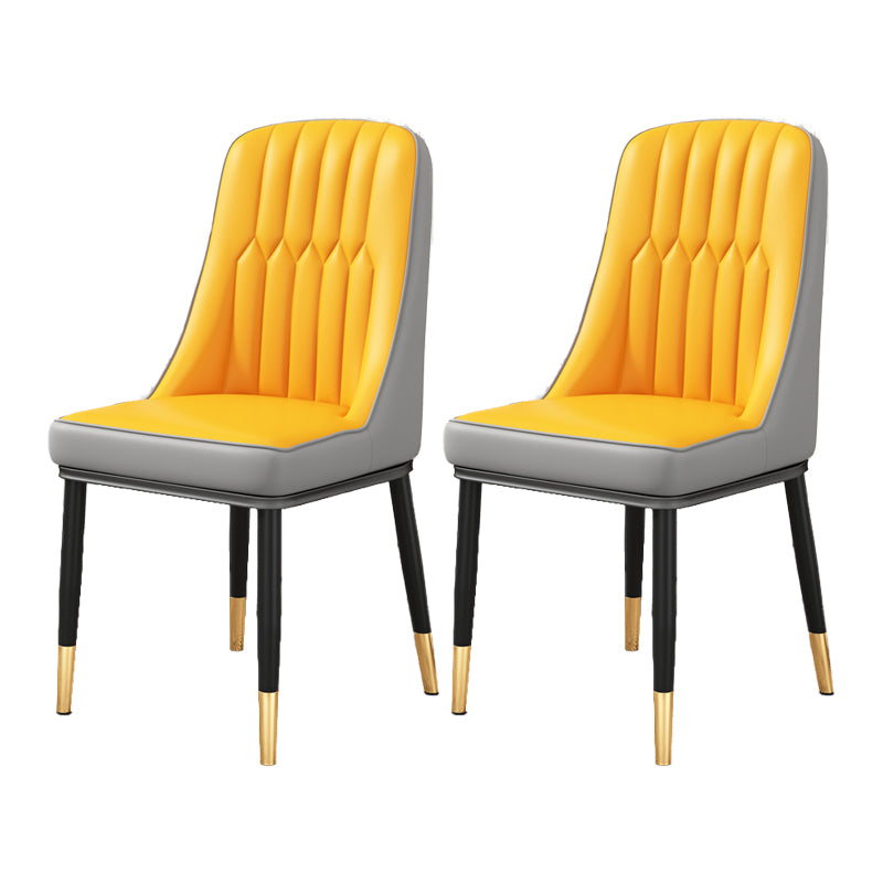 Scandinavian Home Side Chair Upholstered Parsons Back Metal Dining Room Chair Yellow-Gray 2 Piece Set Brass Gold Clearhalo ' kitchen&dining_furn' 'Dining Chairs' 'Dining Tables & Seating' 'dining_chair' 'furn' 'furn_dining_chair' 'Furniture' 'furniture_dining_chair' 'Kitchen & Dining Furniture' 'kitchen' 4066280