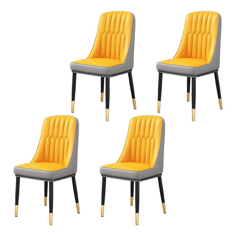 Scandinavian Home Side Chair Upholstered Parsons Back Metal Dining Room Chair Yellow-Gray 4 Piece Set Brass Gold Clearhalo ' kitchen&dining_furn' 'Dining Chairs' 'Dining Tables & Seating' 'dining_chair' 'furn' 'furn_dining_chair' 'Furniture' 'furniture_dining_chair' 'Kitchen & Dining Furniture' 'kitchen' 4066281