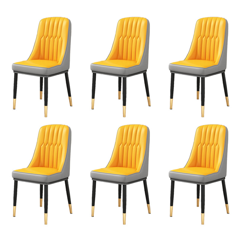Scandinavian Home Side Chair Upholstered Parsons Back Metal Dining Room Chair Yellow-Gray 6 Piece Set Brass Gold Clearhalo ' kitchen&dining_furn' 'Dining Chairs' 'Dining Tables & Seating' 'dining_chair' 'furn' 'furn_dining_chair' 'Furniture' 'furniture_dining_chair' 'Kitchen & Dining Furniture' 'kitchen' 4066282