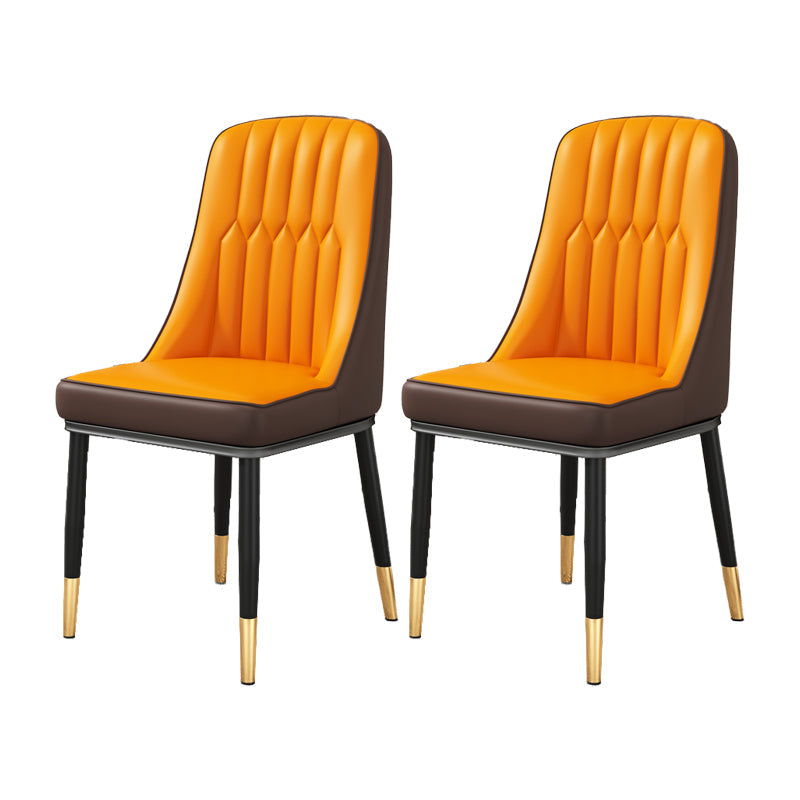 Scandinavian Home Side Chair Upholstered Parsons Back Metal Dining Room Chair Orange 2 Piece Set Brass Gold Clearhalo ' kitchen&dining_furn' 'Dining Chairs' 'Dining Tables & Seating' 'dining_chair' 'furn' 'furn_dining_chair' 'Furniture' 'furniture_dining_chair' 'Kitchen & Dining Furniture' 'kitchen' 4066283