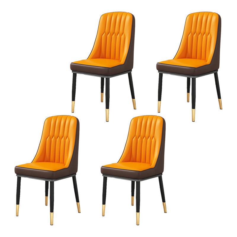 Scandinavian Home Side Chair Upholstered Parsons Back Metal Dining Room Chair Orange 4 Piece Set Brass Gold Clearhalo ' kitchen&dining_furn' 'Dining Chairs' 'Dining Tables & Seating' 'dining_chair' 'furn' 'furn_dining_chair' 'Furniture' 'furniture_dining_chair' 'Kitchen & Dining Furniture' 'kitchen' 4066284