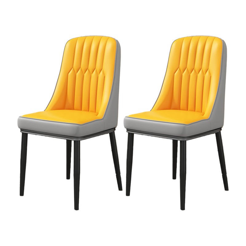 Scandinavian Home Side Chair Upholstered Parsons Back Metal Dining Room Chair Yellow-Gray 2 Piece Set Black Clearhalo ' kitchen&dining_furn' 'Dining Chairs' 'Dining Tables & Seating' 'dining_chair' 'furn' 'furn_dining_chair' 'Furniture' 'furniture_dining_chair' 'Kitchen & Dining Furniture' 'kitchen' 4066286
